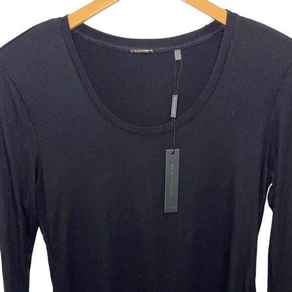 Elie Tahari Scoop Neck Ribbed Bodysuit Black Large NWT $110 - Picture 3 of 10